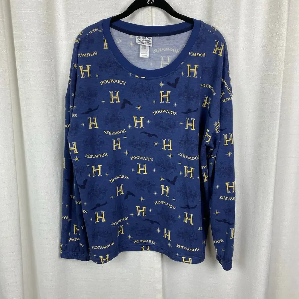 The Wizarding World Of Harry Potter Blue Hogwarts Two Piece PJ Jogger Set Sz.M - Picture 9 of 14